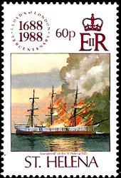 burning sailing ship